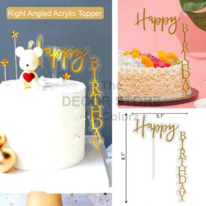 Happy Birthday Right Angled Topper (Gold & Transparent)