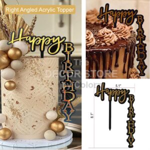 Happy Birthday Right Angled Topper (Gold & Black)