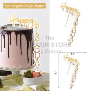 Happy Birthday Right Angled Topper (Gold & White)