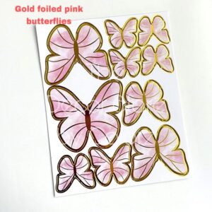 Gold Foiled Butterflies (Pink)