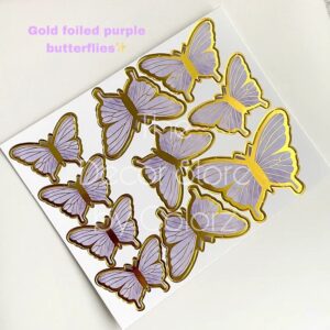 Gold Foiled Butterflies (Purple)