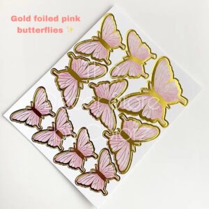 Gold Foiled Butterflies (Pink)