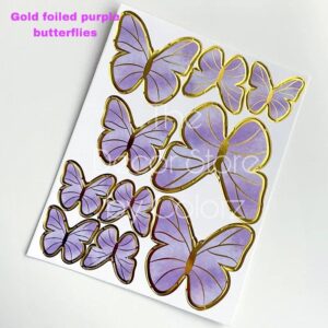 Gold Foiled Butterflies (Purple)
