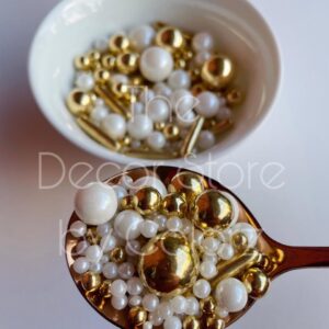 Metallic Gold & White Pearl Mix