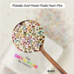 Metallic Gold & Matte Pastel Pearl Mix (4mm)