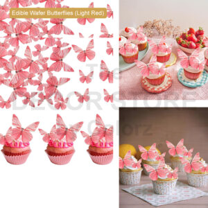 Edible Wafer Paper Butterflies (Light Red)