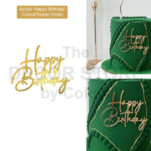 Happy Birthday Acrylic Cutouts/Toppers (Gold)