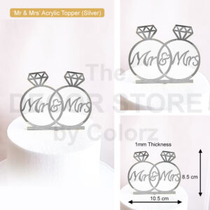 ‘Mr & Mrs’ Acrylic Topper (Silver)