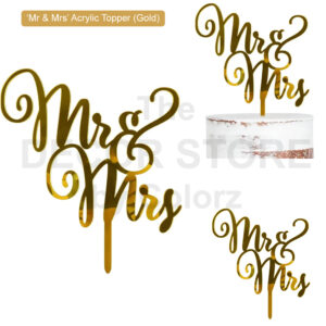 Mr & Mrs Acrylic Cake Topper (Gold)