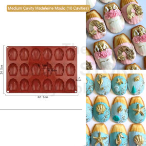 Medium Cavity Silicone Madeleine Mould (18 Cavities)