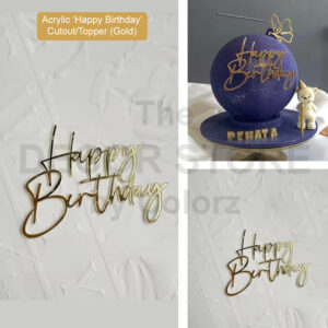 Happy Birthday Acrylic Cutouts/Toppers (Gold)