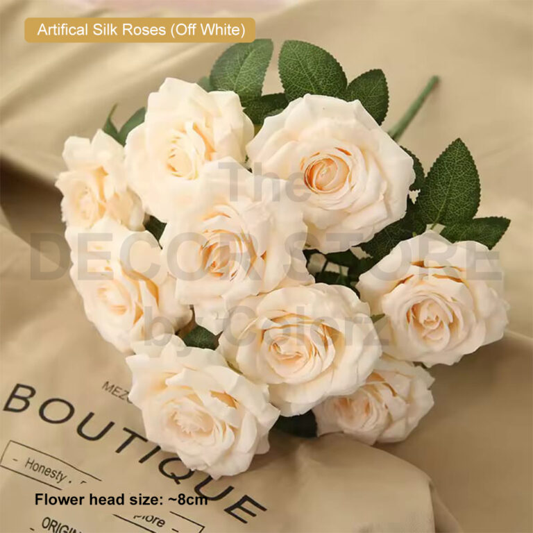 Off White Roses Hello Artificial Silk Roses (Off White) - Colorz LK | The Decor Store | Sri Lanka