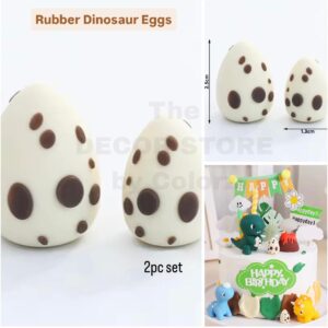 Rubber Dinosaur Egg Cake Topper (2 Pcs)