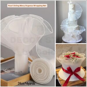 Pearl String Wavy Organza Wrapping Net