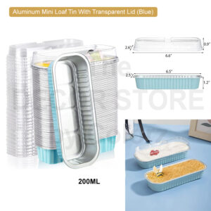 Aluminum Mini Loaf Tin With Transparent Lid (Blue)