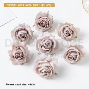 Artificial Rose Flower Head (Light Grey)