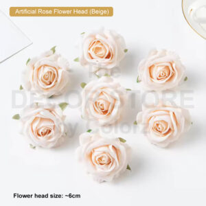 Artificial Rose Flower Head (Beige)