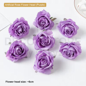 Artificial Rose Flower Head (Purple)