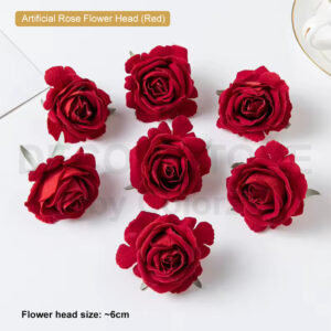 Artificial Rose Flower Head (Red)