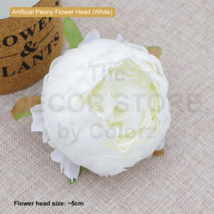 Artificial Peony Rose Flower Head (White)