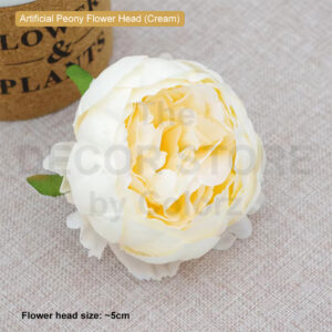Artificial Peony Rose Flower Head (Cream)