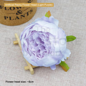 Artificial Peony Rose Flower Head (Light Purple)