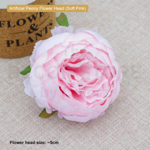 Artificial Peony Rose Flower Head (Soft Pink)