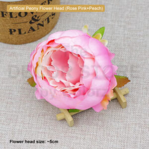 Artificial Peony Rose Flower Head (Rose Pink+Peach)