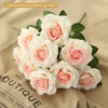 Artificial Silk Roses (White+Light Pink)