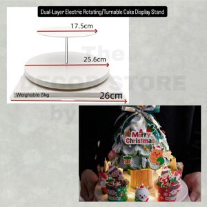 Dual Layer Electric Rotating Cake Display Stand (25.6 - 17.5cm)