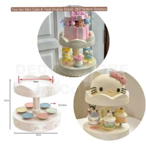 Electric 360° Rotating Two Tier Mini Cake & Treat Display Stand