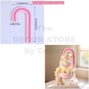 Rubber Tall Rainbow Cake Topper (Pink Mix)