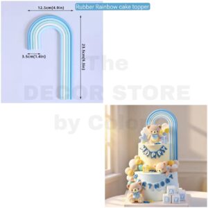 Rubber Tall Rainbow Cake Topper (Pastel Blue Mix)