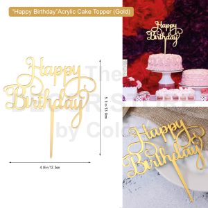 ‘Happy Birthday’ Acrylic Topper - 02 (Gold)