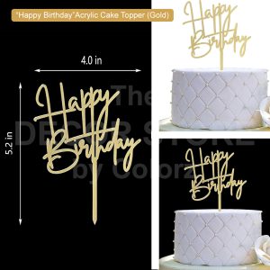 ‘Happy Birthday’ Acrylic Topper - 03 (Gold)